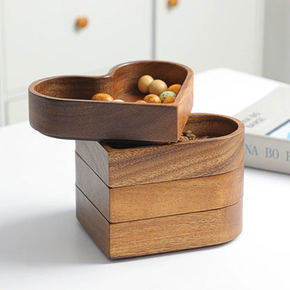 Konoco Heart Shaped Pine Wood Snack Tray for Candy and Nuts, Small Wooden Serving Platter, 6.7x6 Inches, 1-Piece