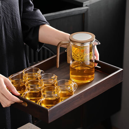 Konoco Glass Magnetic Teapot with Detachable Infuser and Wooden Handle, Borosilicate Glass Tea Maker, Clear