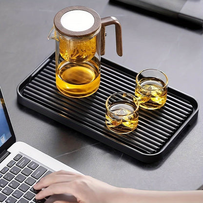 Konoco Glass Magnetic Teapot with Detachable Infuser and Wooden Handle, Borosilicate Glass Tea Maker, Clear
