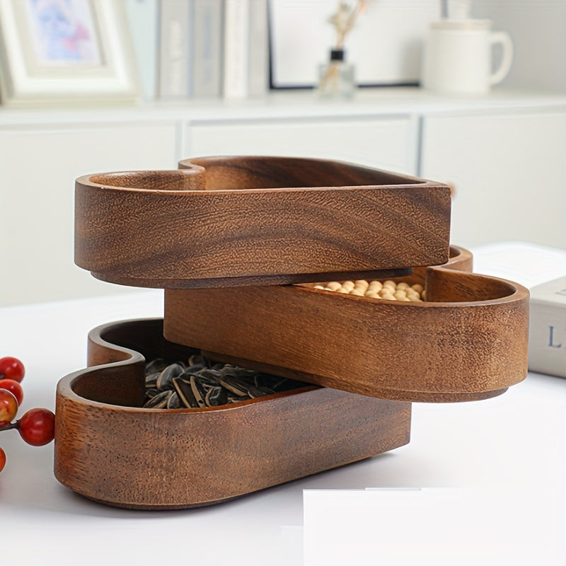Konoco Heart Shaped Pine Wood Snack Tray for Candy and Nuts, Small Wooden Serving Platter, 6.7x6 Inches, 1-Piece