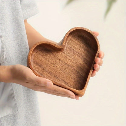Konoco Heart Shaped Pine Wood Snack Tray for Candy and Nuts, Small Wooden Serving Platter, 6.7x6 Inches, 1-Piece