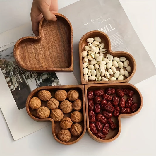 Konoco Heart Shaped Pine Wood Snack Tray for Candy and Nuts, Small Wooden Serving Platter, 6.7x6 Inches, 1-Piece