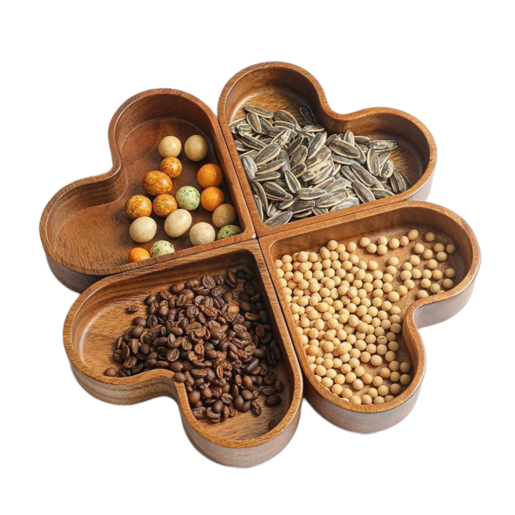 Konoco Heart Shaped Pine Wood Snack Tray for Candy and Nuts, Small Wooden Serving Platter, 6.7x6 Inches, 1-Piece